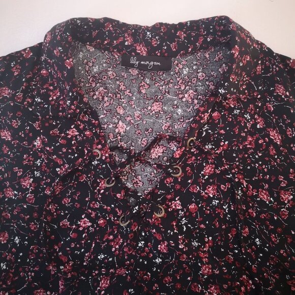 Lily Morgan Ladies Size Large Black with Flower Pattern Sleeveless Dress - Picture 4 of 10